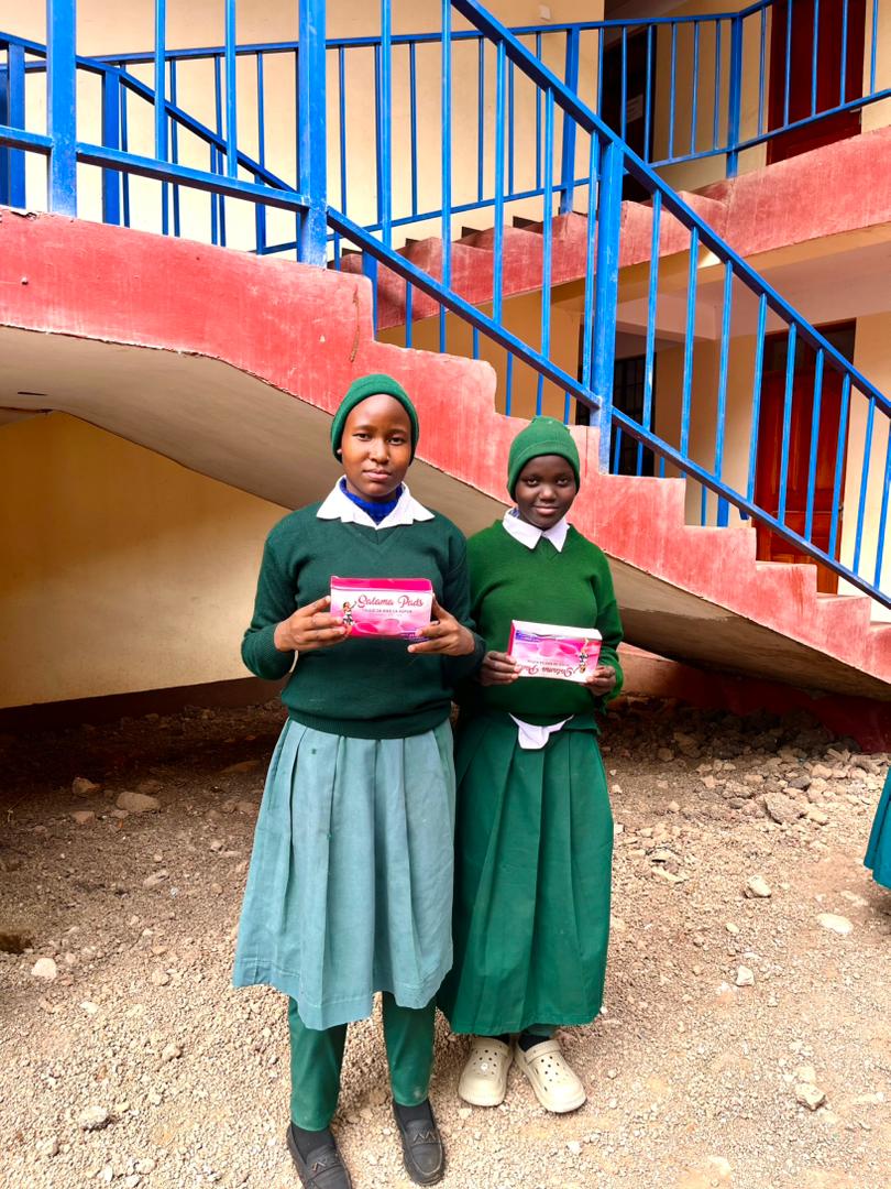 Schoolgirls with Salama Pads dignity packs